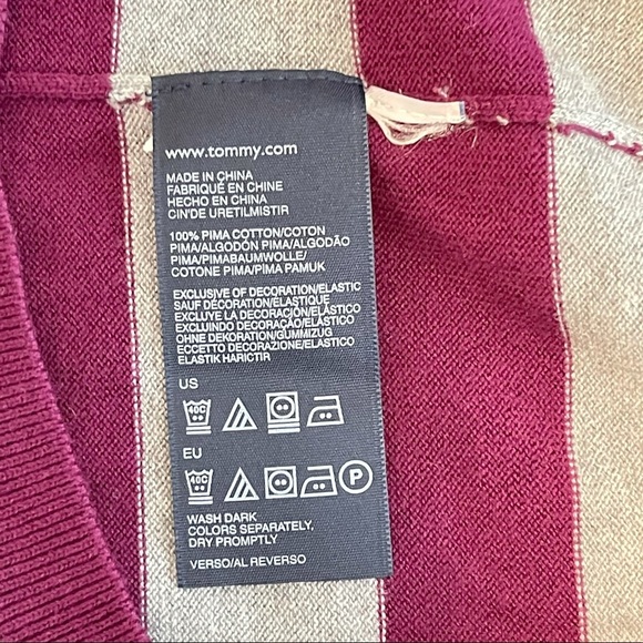 Tommy Hilfiger Long Sleeve V-Neck Stripe Sweater - Picture 9 of 10